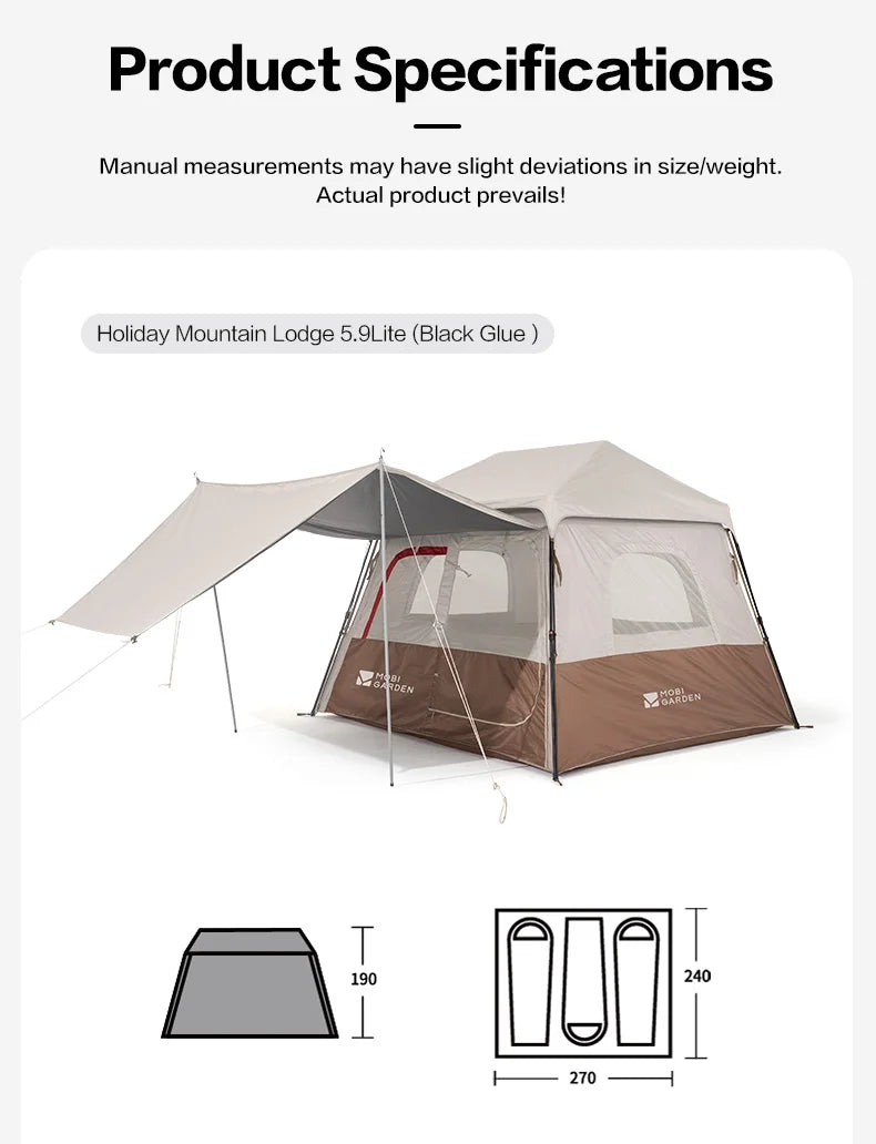 5.9 Outdoor Camping Vinyl Rainproof Sunscreen Tent