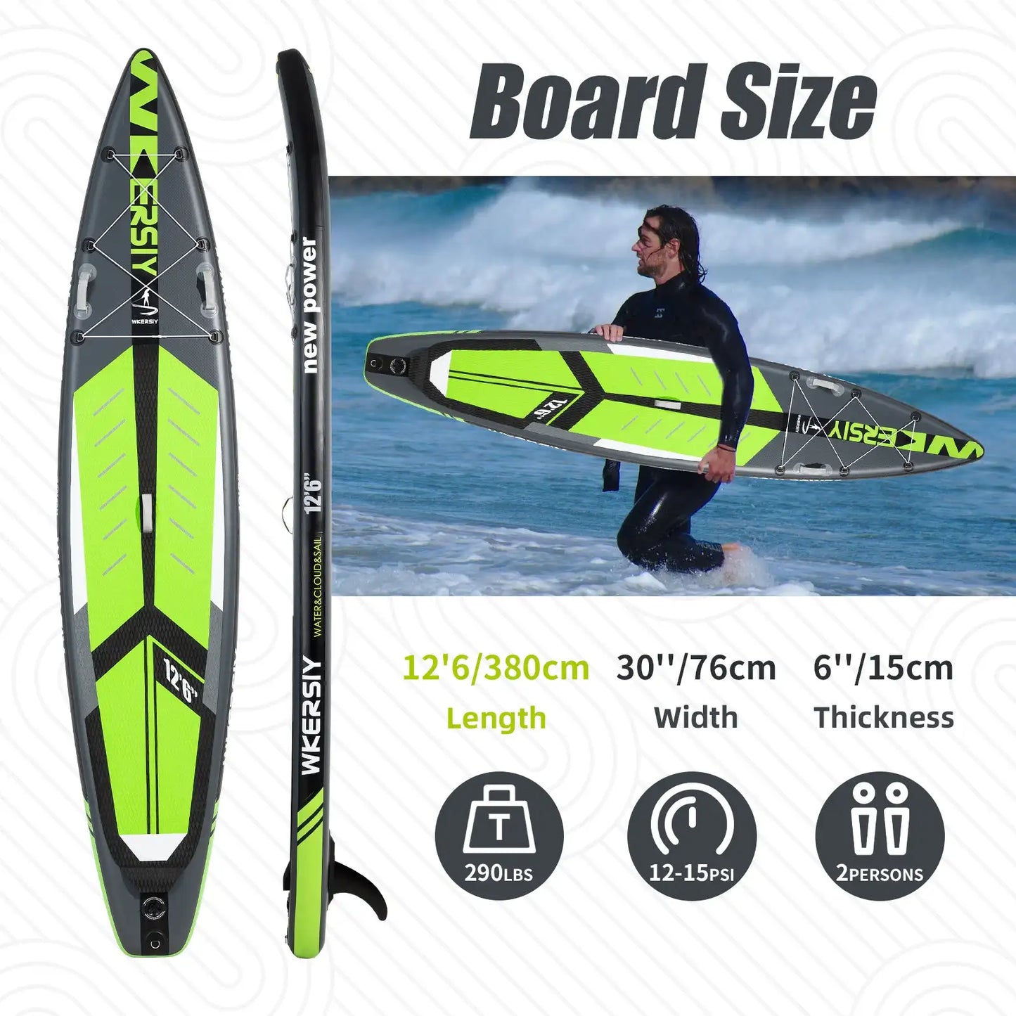 Surfboard Paddle Board 12ft6in Green stand up paddleboard