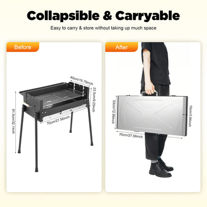 Portable Folding Charcoal Stainless Steel BBQ Grill