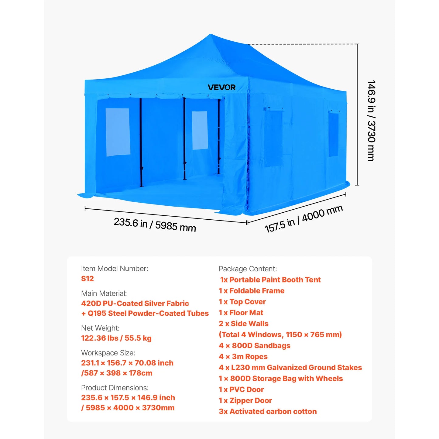 Large Space Oxford Spray Painting Tent