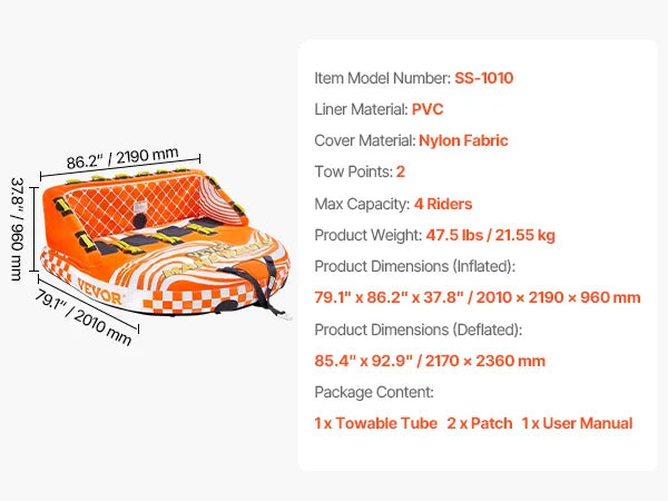 Water Sport Towable Tube for Boat to Pull