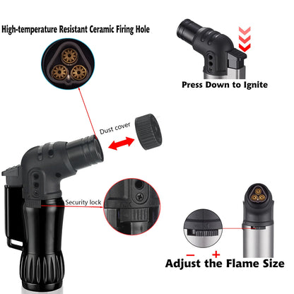 Windproof 2pcs/Set Triple Jet Flame Torch Lighter
