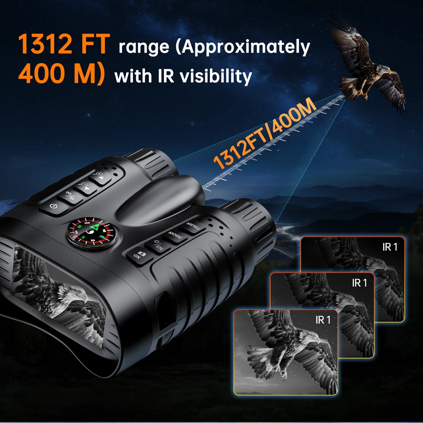Hunting 4K Night Vision Binoculars 8x Digital 400m
