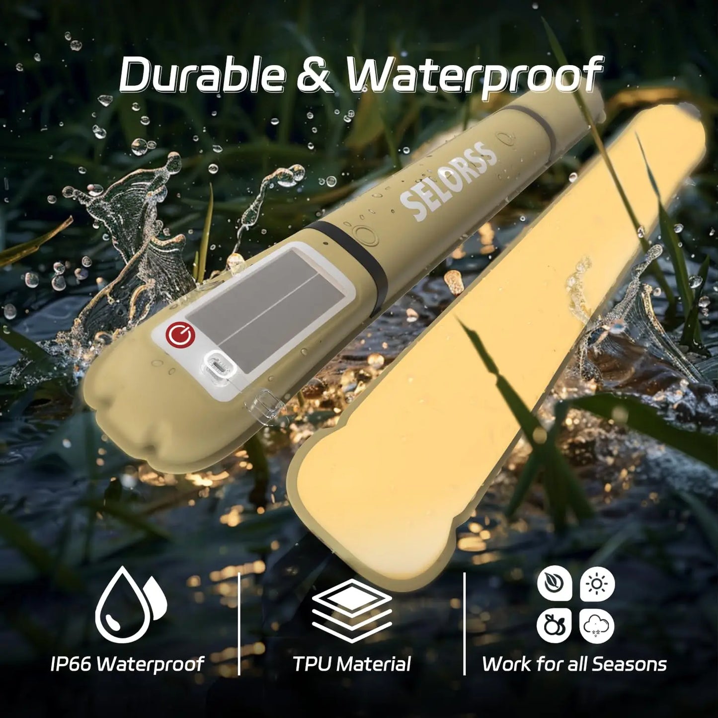 Waterproof Portable Solar Camping Lantern 2000mAh
