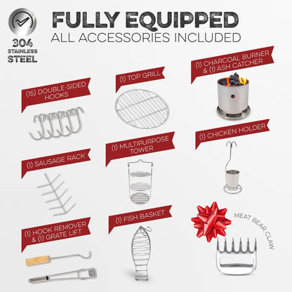 Smoker Grill Combo , Stainless Steel Barrel
