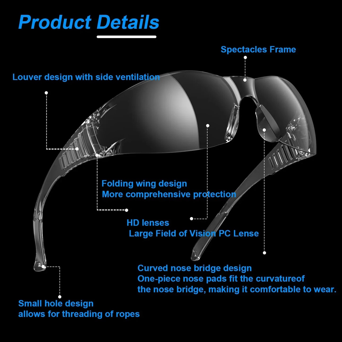 Safety Glasses Clear Unisex Anti-Scratch Protective Goggles