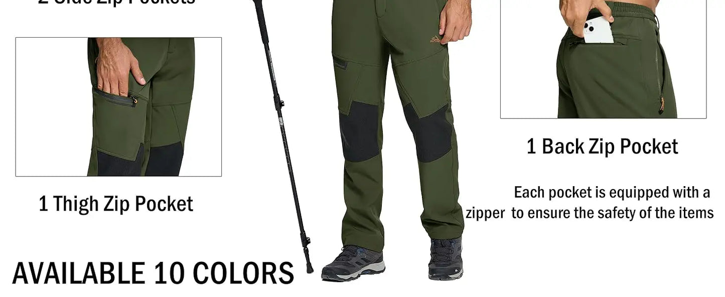 Waterproof Men's Winter Thicken Fleece  Hiking Pants