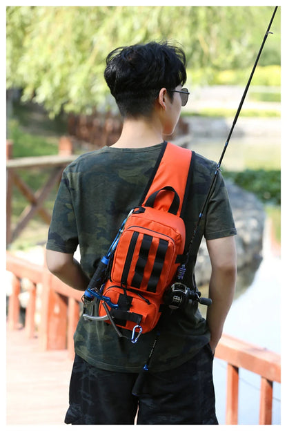 Male Hiking Crossbody Fishing Rod & Lure bag.