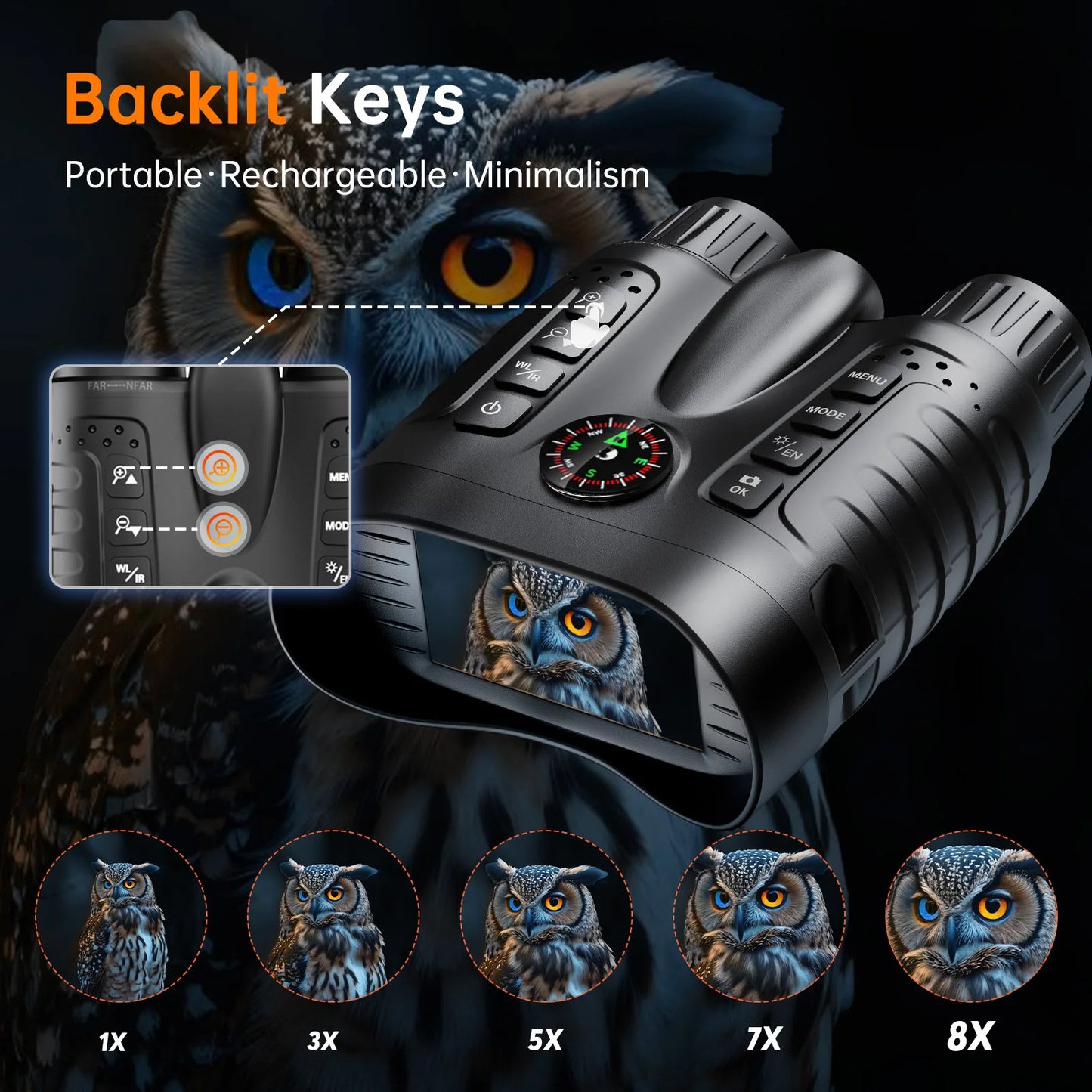 Hunting 4K Night Vision Binoculars 8x Digital 400m