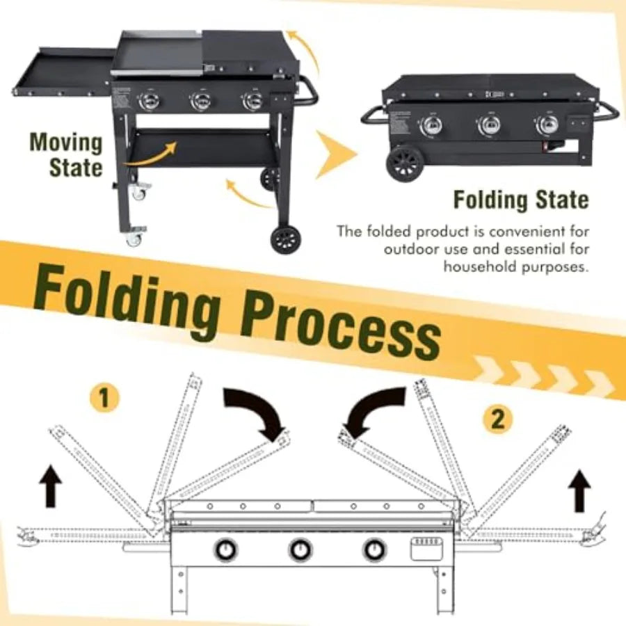 36" Outdoor Foldable Flat Top Grill