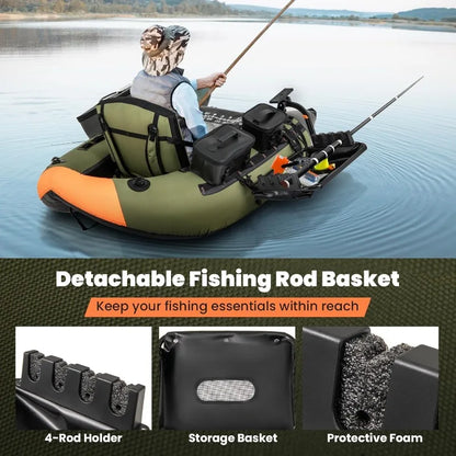 Inflatable Fishing Belly Boat w/ Fish Rule