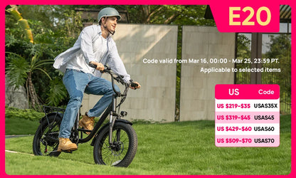 7-Speed, 1000W Fat Tire E20 Electric Bike