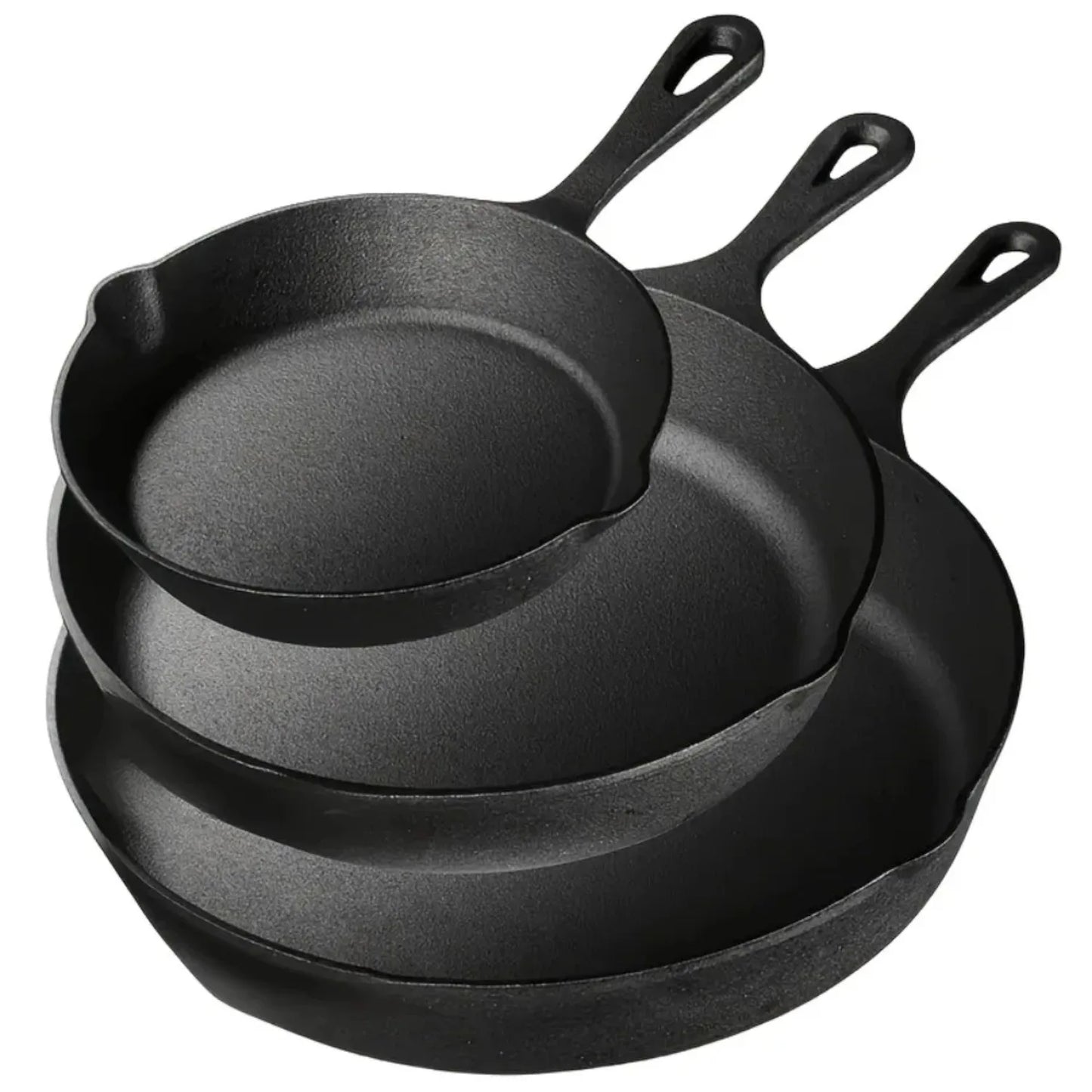3PCS Pre-Seasoned Cast Iron Skillet Set,