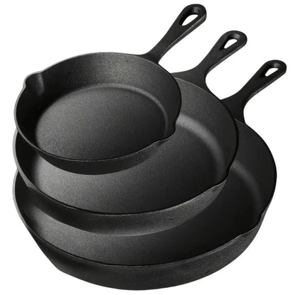 3PCS Pre-Seasoned Cast Iron Skillet Set,