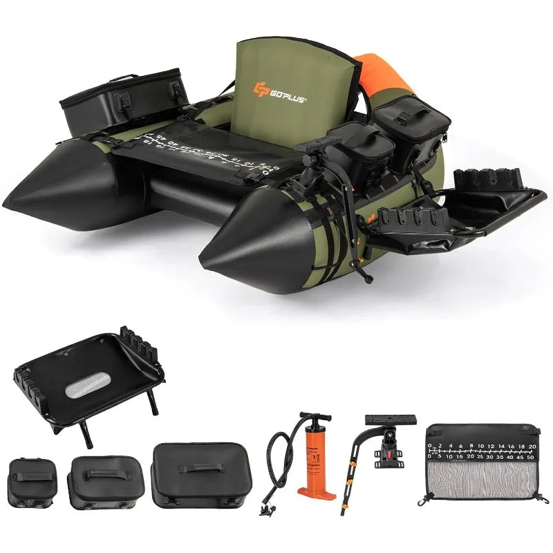 Inflatable Fishing Belly Boat w/ Fish Rule