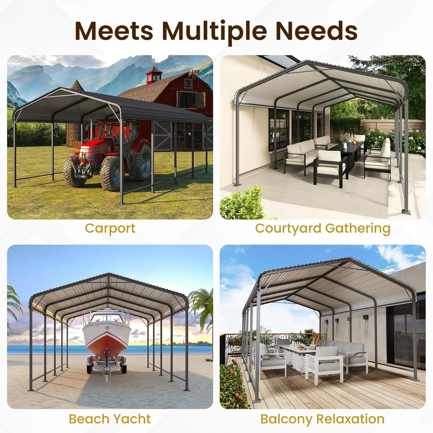 12x20FT  Reinforced Heavy Duty Metal Carport