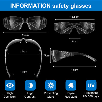 Safety Glasses Clear Unisex Anti-Scratch Protective Goggles