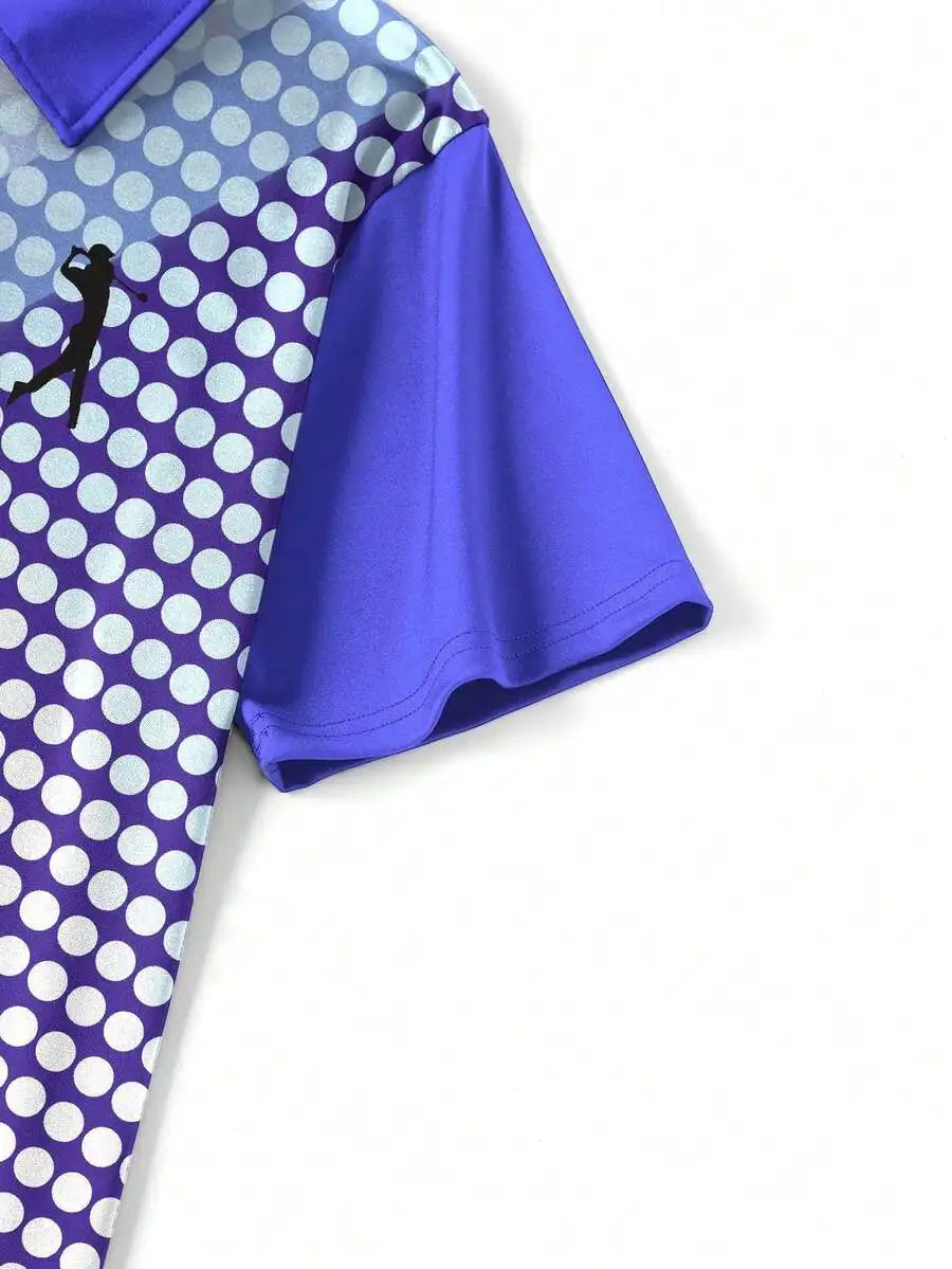 Men's Blue Polka Dot Golf Polo Shirt