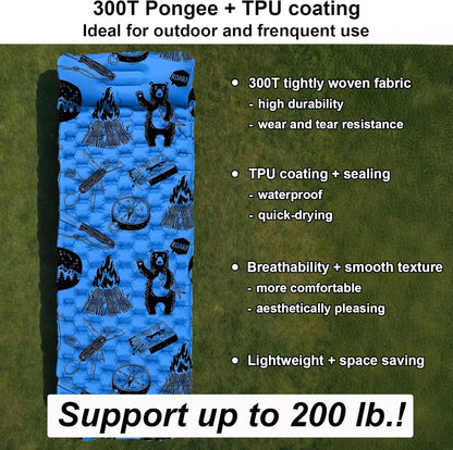 Kids Inflatable Sleeping Pad /Built-in Pump