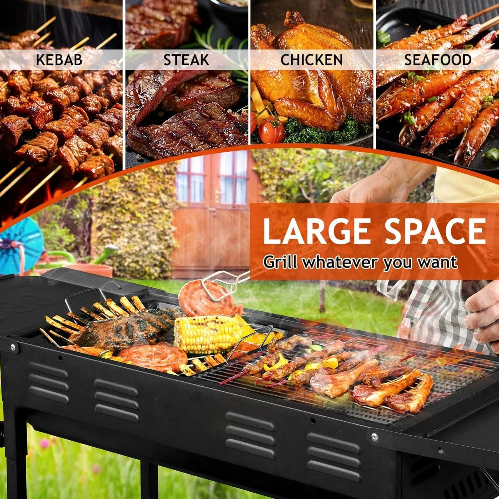 Portable Foldable Charcoal Grill with Storage Shelf