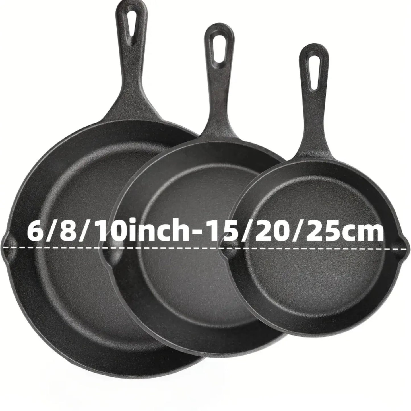 3PCS Pre-Seasoned Cast Iron Skillet Set,