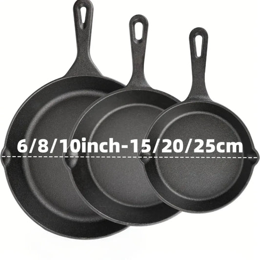 3PCS Pre-Seasoned Cast Iron Skillet Set,