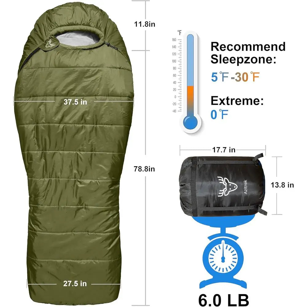 0 Degree XXL Big Mummy Sleeping Bags for Adults