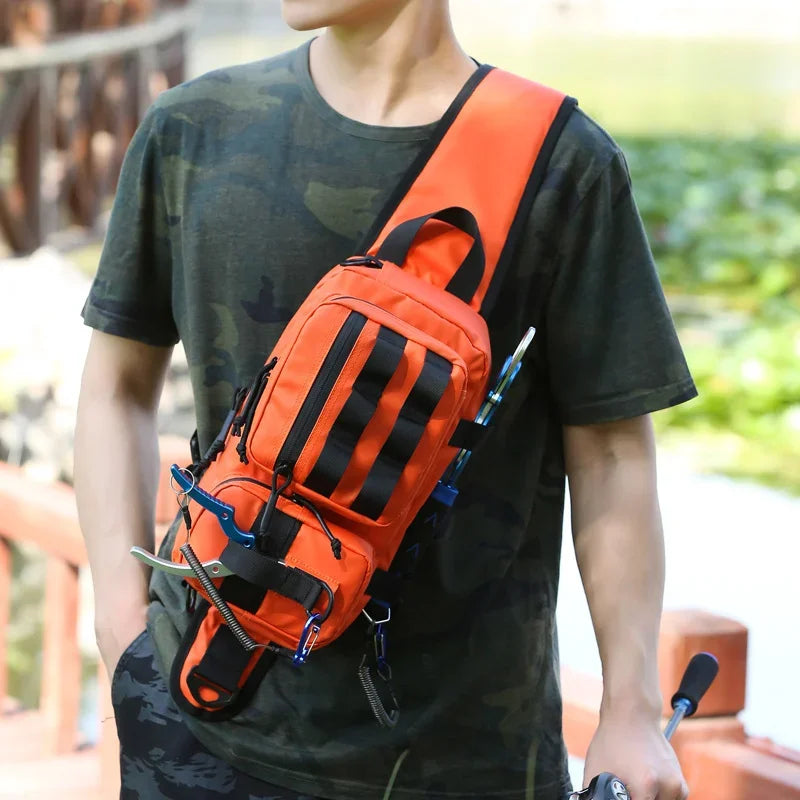 Male Hiking Crossbody Fishing Rod & Lure bag.