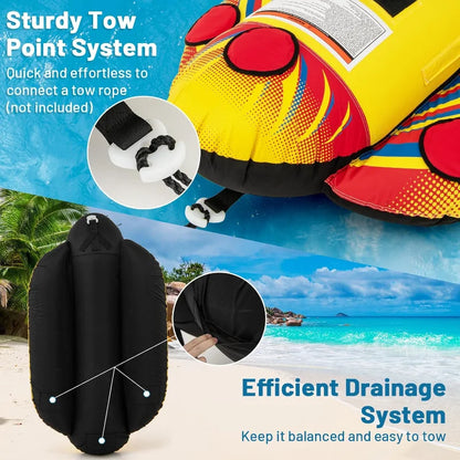 Inflatable Towable Tube 1-2 Rider Hot Dog Tube