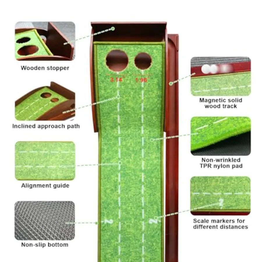 Indoor Outdoor Golf Putting Mat with Ball Return