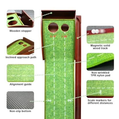 Indoor Outdoor Golf Putting Mat with Ball Return