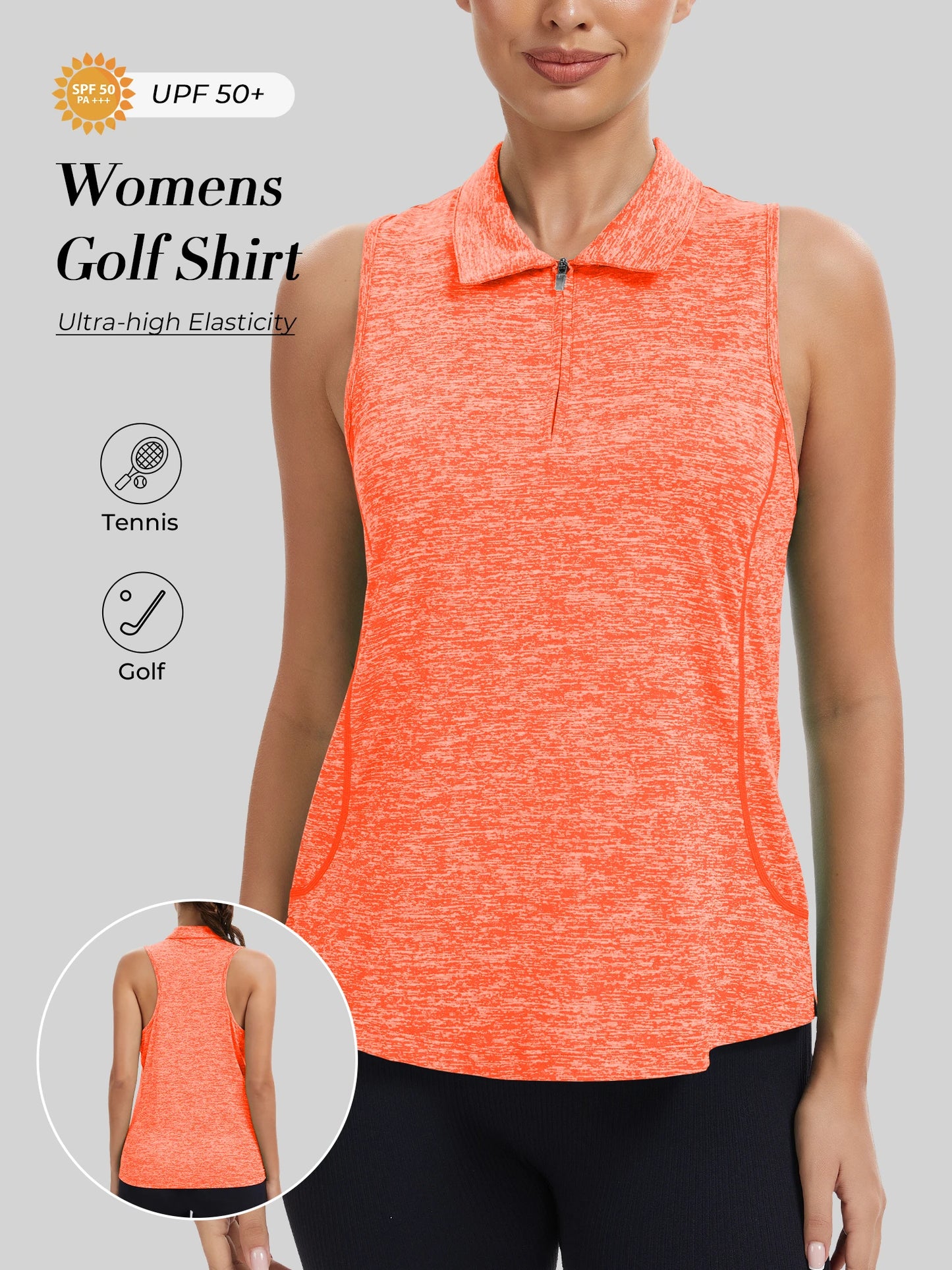 Sleeveless Golf Shirts for Women with Collar