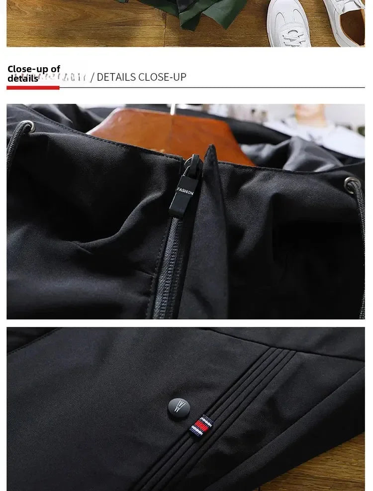 Men's Mid-Length Winter Fleece-Lined Casual Jacket Winter