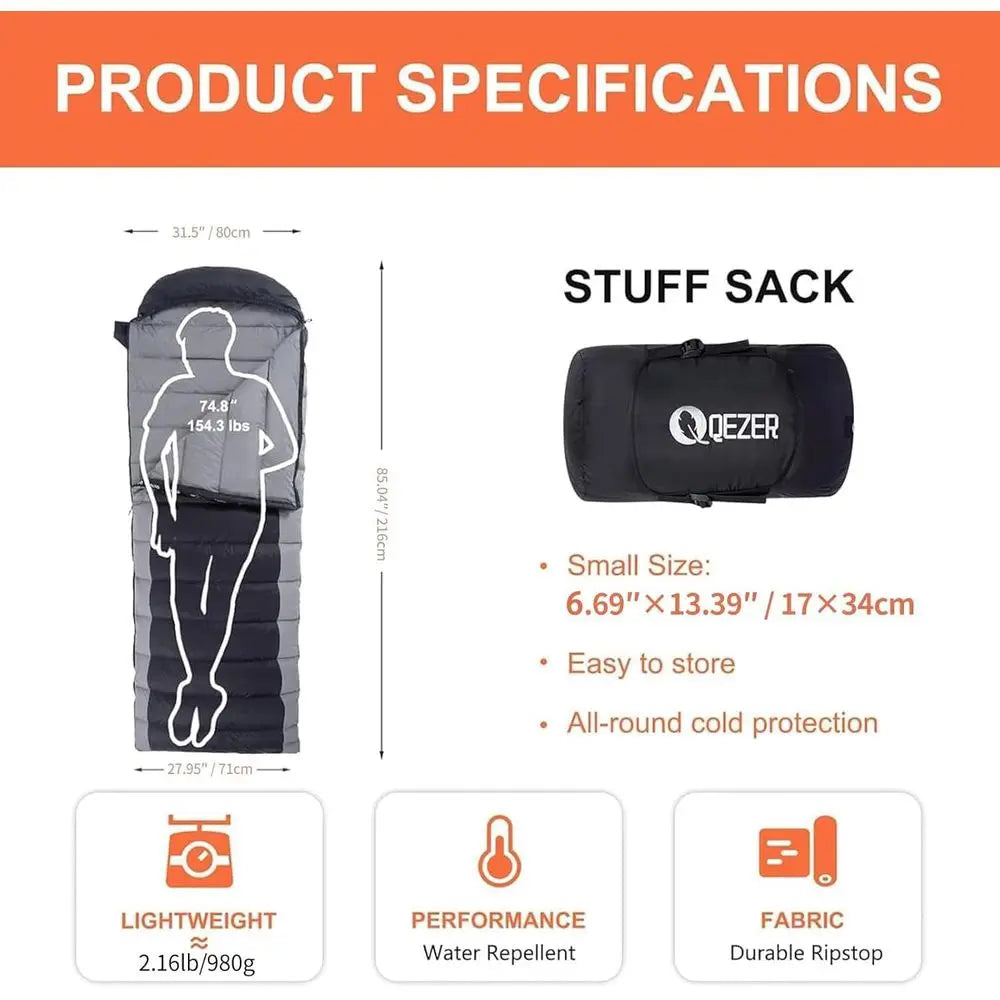 Backpacking Down Sleeping Bag for Adults