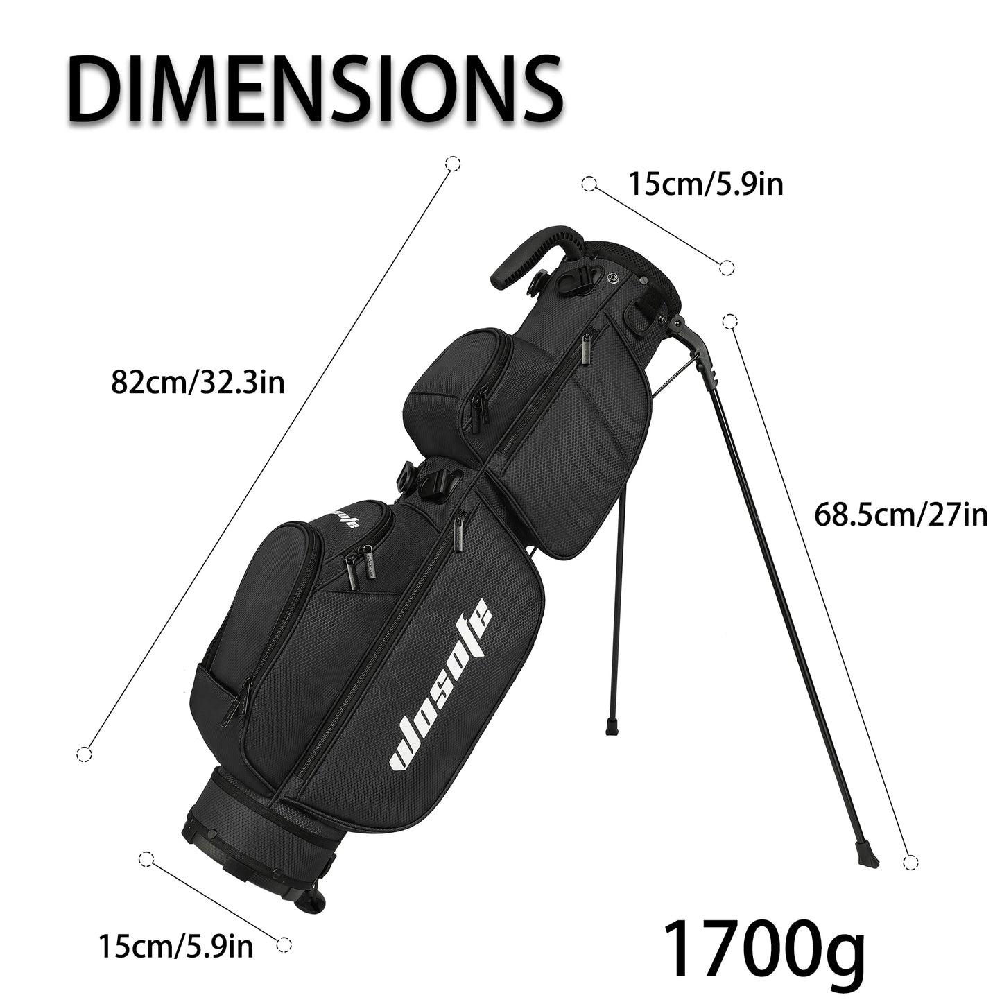 Lightweight Golf Stand Bag - Fits 5-9 Clubs -
