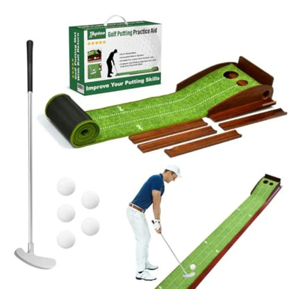 Indoor Outdoor Golf Putting Mat with Ball Return