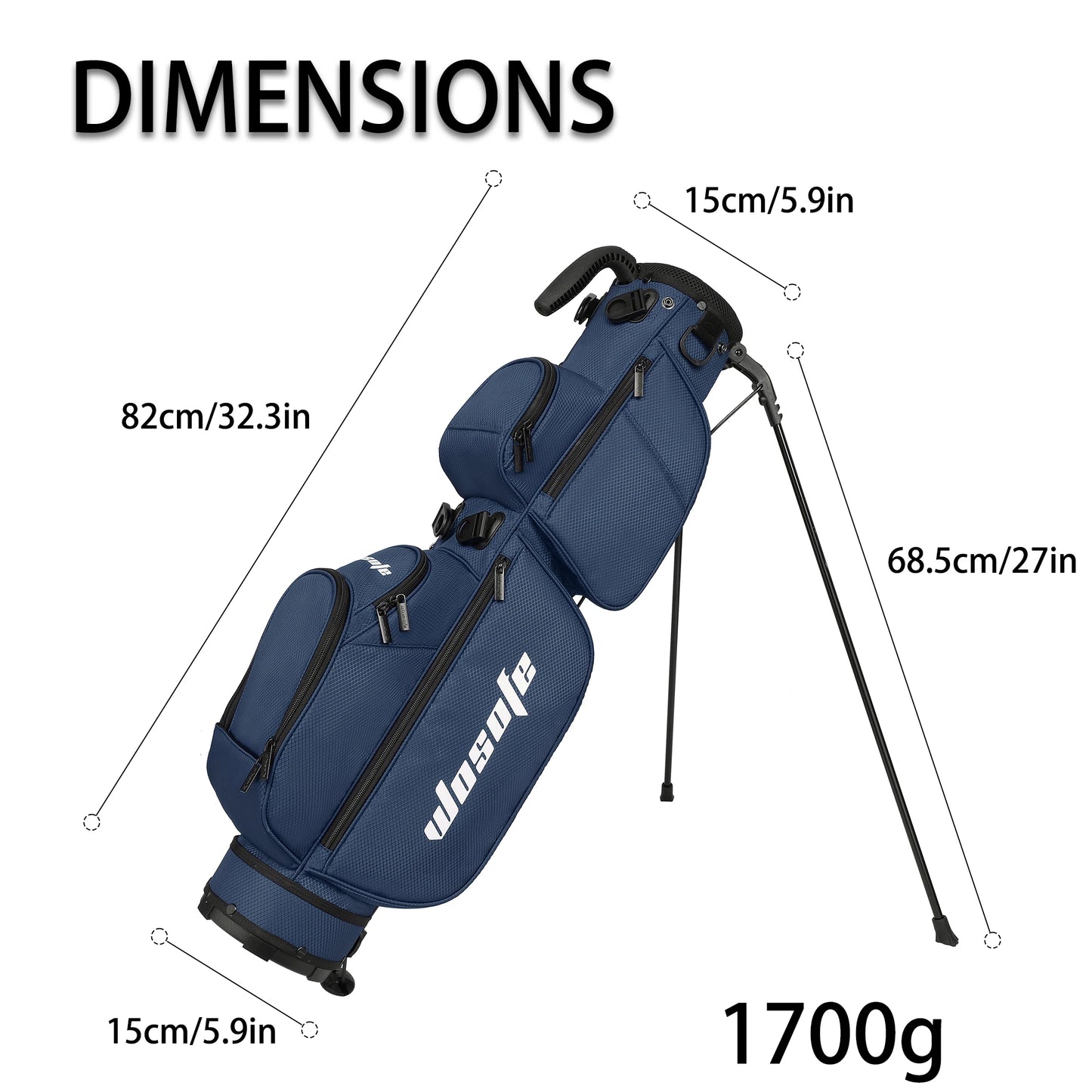Lightweight Golf Stand Bag - Fits 5-9 Clubs -