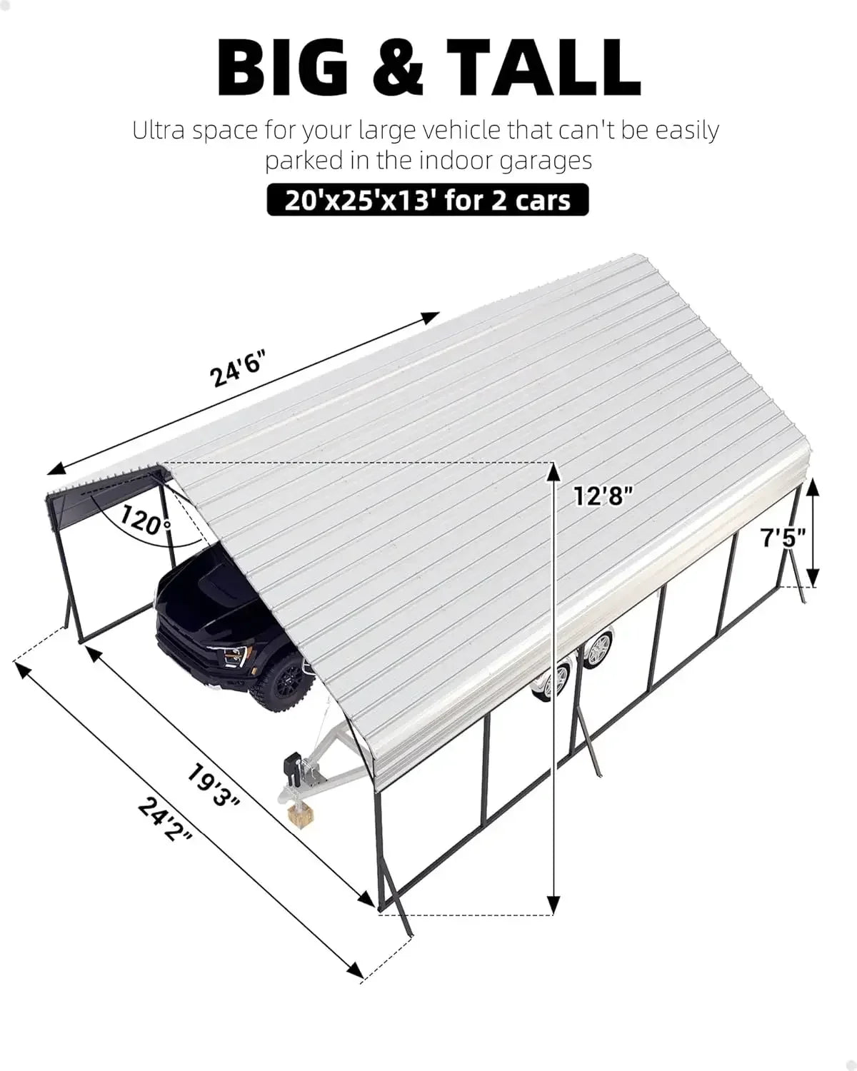 20'x25'x13' Heavy Duty Metal Reinforced Carport