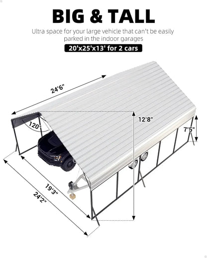 20'x25'x13' Heavy Duty Metal Reinforced Carport