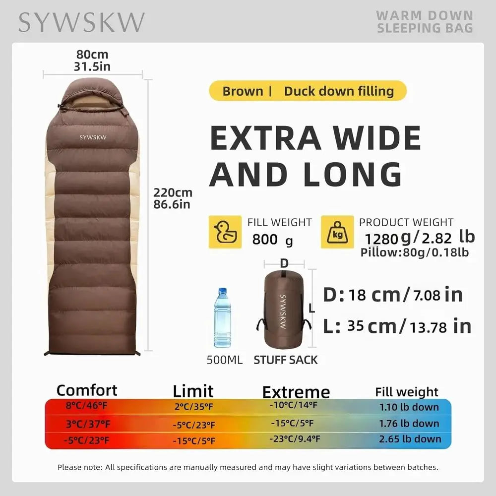 Ultralight Backpacking Adult Down Sleeping Bag