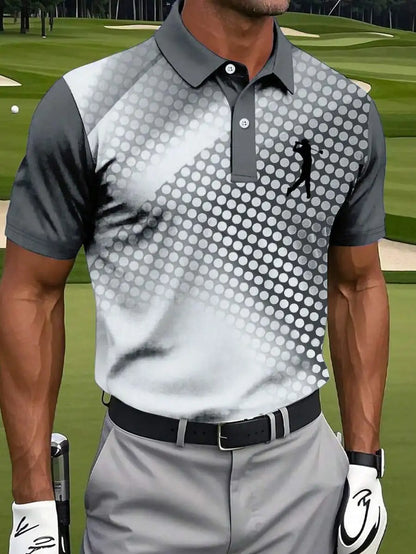 Men's Blue Polka Dot Golf Polo Shirt