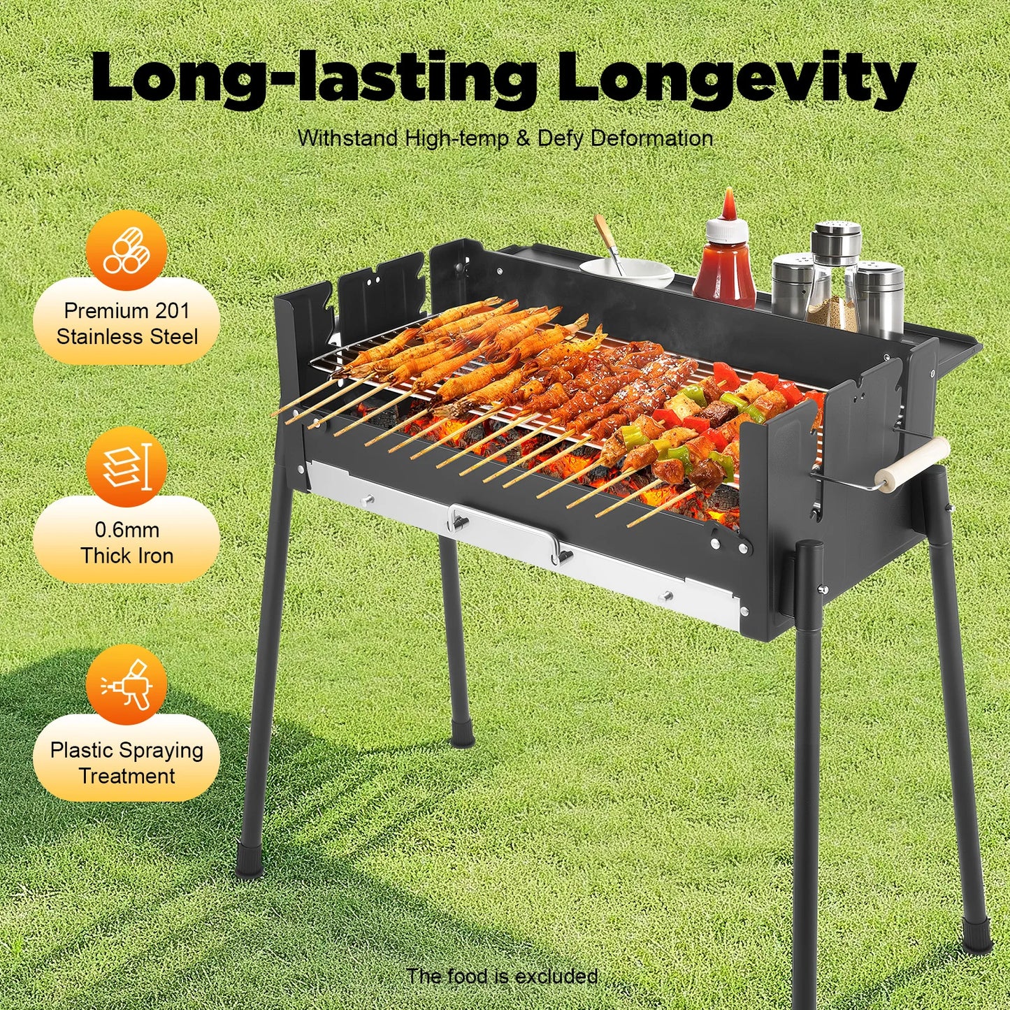 Portable Folding Charcoal Stainless Steel BBQ Grill