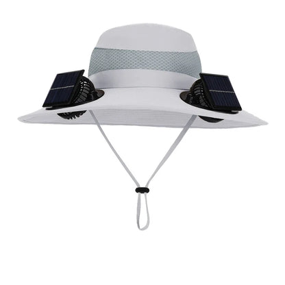 Outdoor Wide Brim Sun Hat With Solar Fan