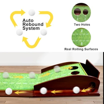 Indoor Outdoor Golf Putting Mat with Ball Return