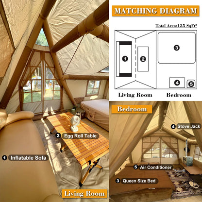 Large Inflatable Cabin Tent for 4-Seasons