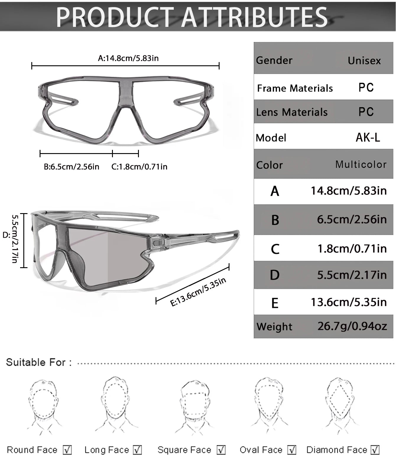 Men Women Sports Big Frame Windproof Goggles