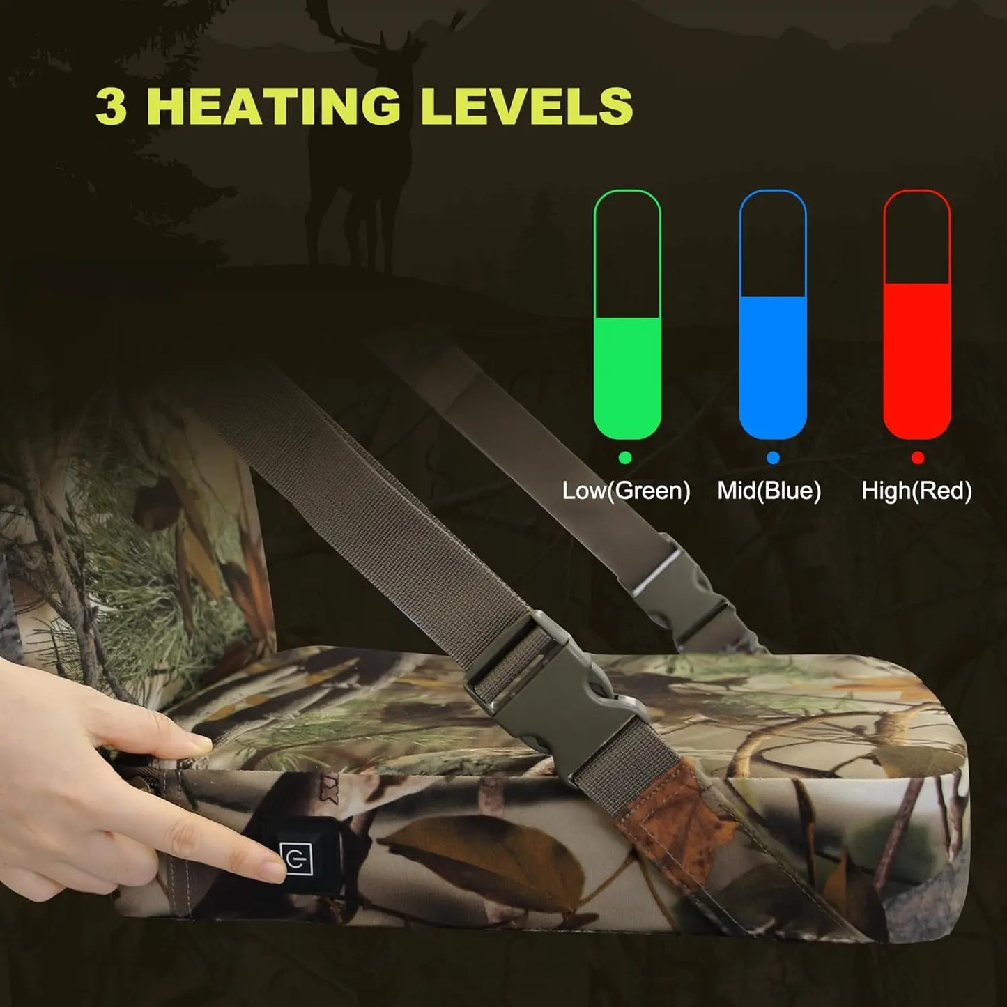 Heated Hunting Seat Cushion with Backrest,
