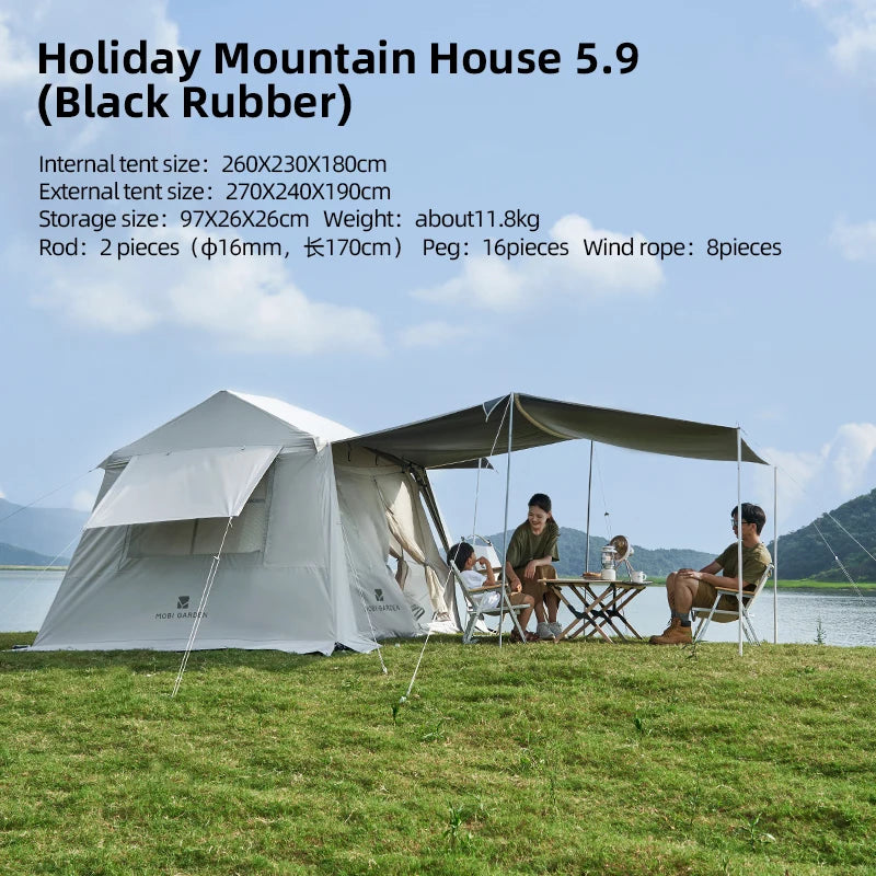 5.9 Outdoor Camping Vinyl Rainproof Sunscreen Tent