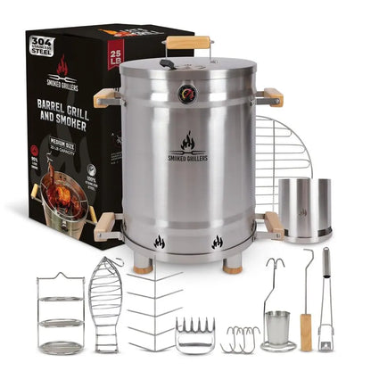 Smoker Grill Combo , Stainless Steel Barrel