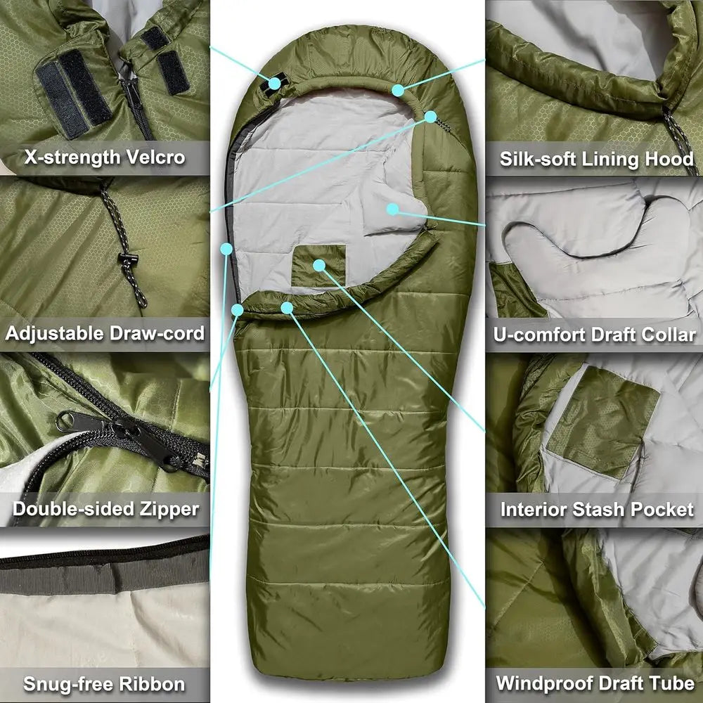 0 Degree XXL Big Mummy Sleeping Bags for Adults